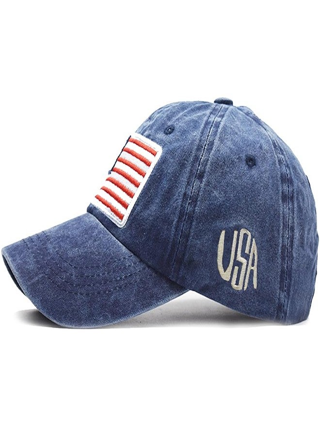 Ptduabenlu American Flag Baseball Cap for Men Women USA Embroidery Washed Adjustable Cotton Dad Hat - Image 5